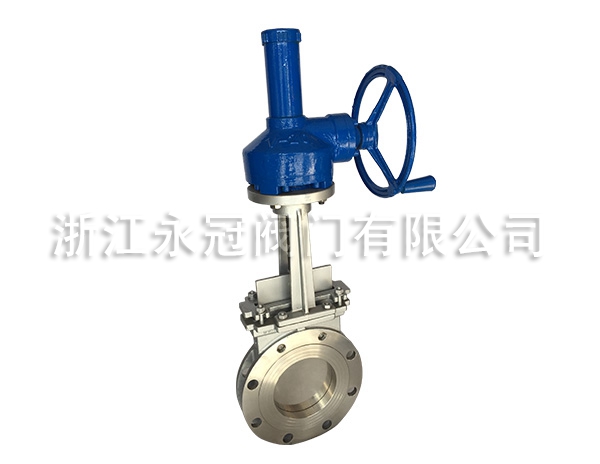 手(shǒu)動不鏽鋼傘齒輪(lun)刀閘閥PZ573H